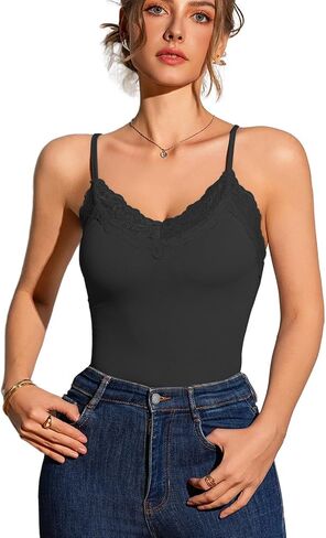 Womens Camisole Lace Tank Tops Spaghetti Straps V-Neck| Stretchy Sexy Ladies Tops Undershirt in Saudi Arabia