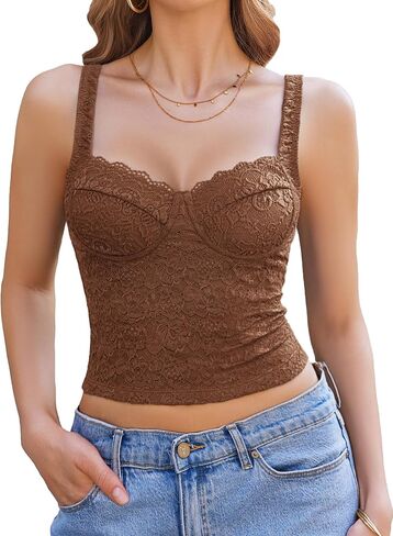 Avidlove Summer Lace Tank Tops Sweetheart Neck Crop Top Sleeveless Adjustable Strap Going Out 2025 Cami in Kuwait