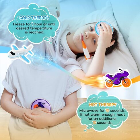 Comfytemp Kids Ice Packs for Boo Boos, FSA HSA Eligible, Baby Small Gel Ice Packs for Injuries Reusable, Mini Hot Cold Compress for Pain Relief, Toothache, Fever, Toddler First Aid - 6 PCS - Vehicle in Saudi Arabia