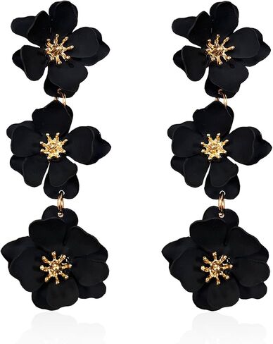 Yunxi Boho Metal Poppy Flower Flower Congring Matte Painted Dual 3 Layer Tassel Fashion Flower Flower Flower Floral Petal Drop for Women in Saudi Arabia