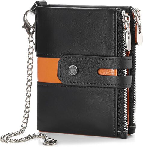 GAEKEAO Chain Wallets for Men - Bifold RFID Blocking Mens Wallet with Chain, High Security Leather Wallets with Coin Pocket in Saudi Arabia
