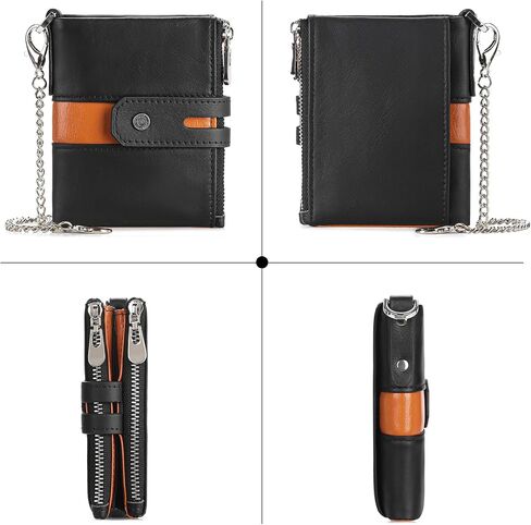 GAEKEAO Chain Wallets for Men - Bifold RFID Blocking Mens Wallet with Chain, High Security Leather Wallets with Coin Pocket in Saudi Arabia