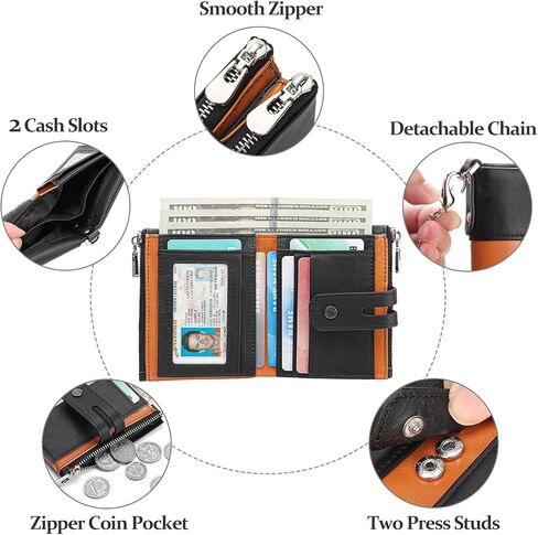 GAEKEAO Chain Wallets for Men - Bifold RFID Blocking Mens Wallet with Chain, High Security Leather Wallets with Coin Pocket in Saudi Arabia