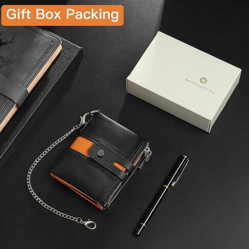 GAEKEAO Chain Wallets for Men - Bifold RFID Blocking Mens Wallet with Chain, High Security Leather Wallets with Coin Pocket in Saudi Arabia