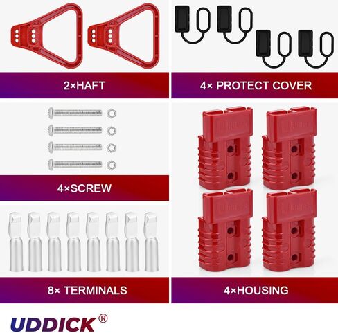 2PCS 175A 1/0-4 Gauge Battery Cable Quick Connect/Disconnect Connector Plug Kit for Car Forklift Motor Winch Trailer (Red 1/0AWG) in Kuwait