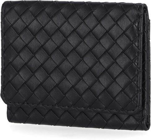 Mundi Anna Indexer محفظة صغيرة للنساء ، حامل بطاقة الائتمان النحيف مع جيب عملة Zipper ، محفظة Wifold Compact Womens مع نافذة معرف باللون الأسود المنسوج in Kuwait