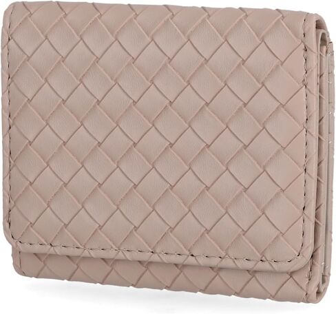 Mundi Anna Indexer محفظة صغيرة للنساء ، حامل بطاقة الائتمان النحيف مع جيب عملة Zipper ، محفظة Wifold Compact Womens مع نافذة معرف باللون الأسود المنسوج in Kuwait