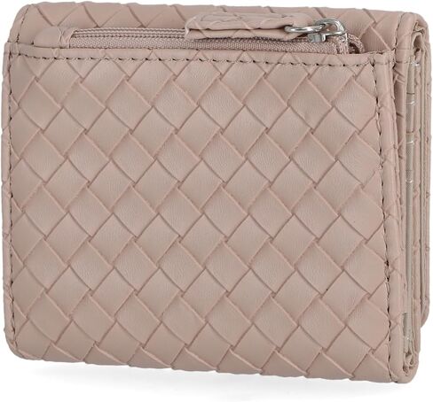 Mundi Anna Indexer محفظة صغيرة للنساء ، حامل بطاقة الائتمان النحيف مع جيب عملة Zipper ، محفظة Wifold Compact Womens مع نافذة معرف باللون الأسود المنسوج in Kuwait