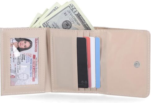 Mundi Anna Indexer محفظة صغيرة للنساء ، حامل بطاقة الائتمان النحيف مع جيب عملة Zipper ، محفظة Wifold Compact Womens مع نافذة معرف باللون الأسود المنسوج in Kuwait