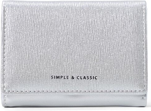 Womens Womens Trifold Trifold Slim Pearlescent Neady Leather Glitter Gute Wallet Cash Pocket with Coin Pres in Kuwait