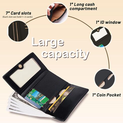 Womens Womens Trifold Trifold Slim Pearlescent Neady Leather Glitter Gute Wallet Cash Pocket with Coin Pres in Kuwait