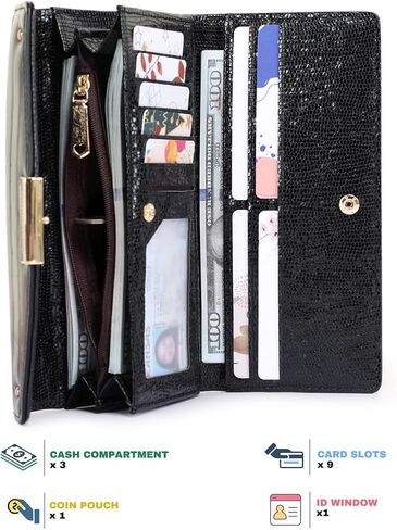Women Wallet Large, Bifold Wallets for Women, PU Leather, Animal Print, Card Slots and Coin Compartments in Saudi Arabia