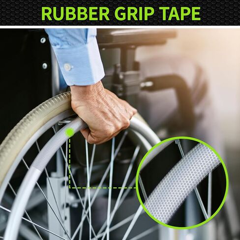شريط مطاطي للقبضة، شريط غير قابل للانزلاق، لاصق معزز قوي للغاية للإمساك الآمن والاحتكاك - مثالي للأدوات والأدوات والأعمال اليدوية والمزيد (أسود، 4 بوصات × 10 أقدام) in Kuwait