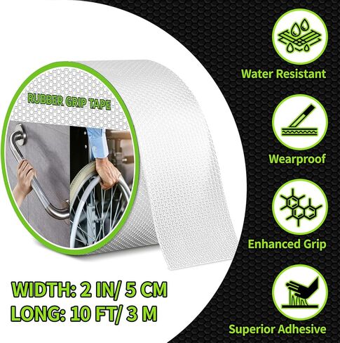 شريط مطاطي للقبضة، شريط غير قابل للانزلاق، لاصق معزز قوي للغاية للإمساك الآمن والاحتكاك - مثالي للأدوات والأدوات والأعمال اليدوية والمزيد (أسود، 4 بوصات × 10 أقدام) in Kuwait