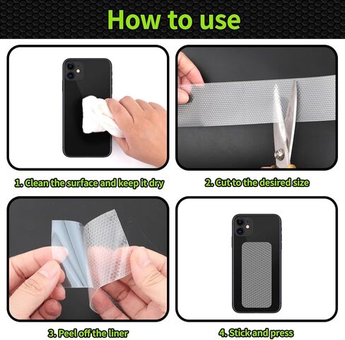 شريط مطاطي للقبضة، شريط غير قابل للانزلاق، لاصق معزز قوي للغاية للإمساك الآمن والاحتكاك - مثالي للأدوات والأدوات والأعمال اليدوية والمزيد (أسود، 4 بوصات × 10 أقدام) in Kuwait