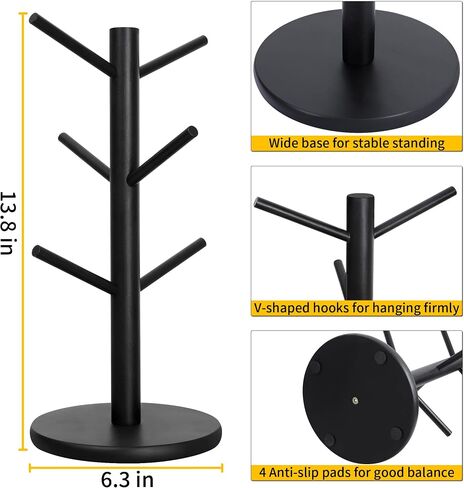 MyLifeunit Mug Holder Tree ، حامل فنجان القهوة مع 6 خطافات (أسود) in Saudi Arabia
