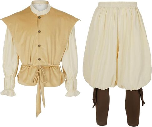Mens Renaissance Costume Midevil/Renaissance Clothing Men Outfit Medieval Vest Pants Shirt Viking Costume Vintage in Saudi Arabia