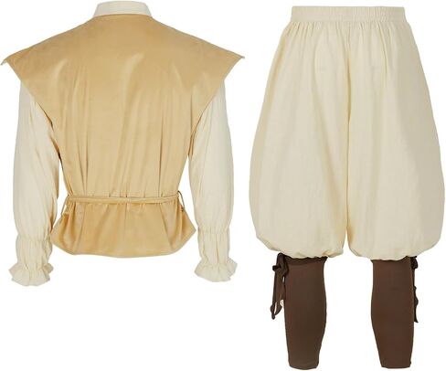 Mens Renaissance Costume Midevil/Renaissance Clothing Men Outfit Medieval Vest Pants Shirt Viking Costume Vintage in Saudi Arabia