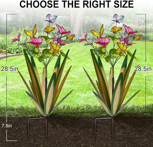 Garden Outdoor Butterfly Enlarge Thickened Wind Resistant Metal Agave Garden Art Metal Plant Country Sculpture Statue Decorations Ornaments Artificial Waterproof lieslight Green 3pcs in Kuwait