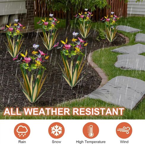 Garden Outdoor Butterfly Enlarge Thickened Wind Resistant Metal Agave Garden Art Metal Plant Country Sculpture Statue Decorations Ornaments Artificial Waterproof lieslight Green 3pcs in Kuwait