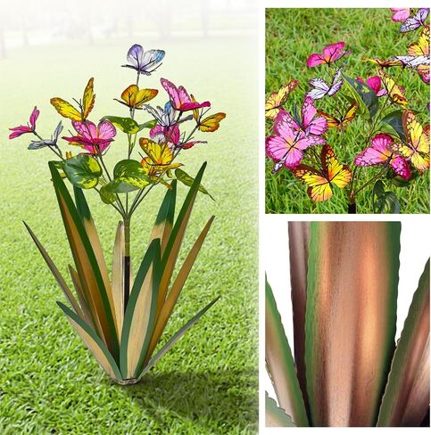 Garden Outdoor Butterfly Enlarge Thickened Wind Resistant Metal Agave Garden Art Metal Plant Country Sculpture Statue Decorations Ornaments Artificial Waterproof lieslight Green 3pcs in Kuwait