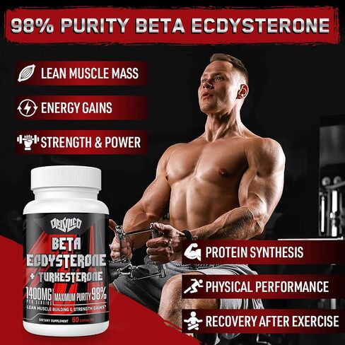 1400mg Beta Ecdysterone and Turkesterone Supplements, Maximized 98% Beta Ecdysterone & 20% Turkesterone Extract for Muscle Mass,Strength, Protein Synthesis, 60 Capsules in Saudi Arabia