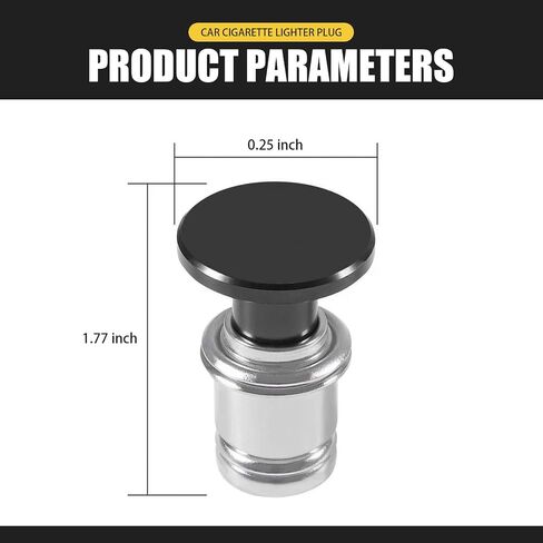 1 PC Car Cigarette Lighter Plug, 1.25" x 1.77" Alloy Surface Polished Burr-Free Rust-Proof Cigarette Lighter, Decorative Replacement Accessory, for Most Cars, SUVs, Motorcycles (Black) in Saudi Arabia