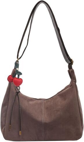Brown Suede Tote Bag for Women - Retro Shoulder Bag for Office, Everyday, Shopping, Travelling in Kuwait