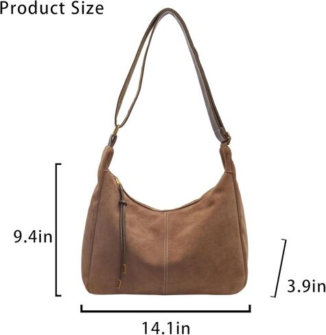 Brown Suede Tote Bag for Women - Retro Shoulder Bag for Office, Everyday, Shopping, Travelling in Kuwait
