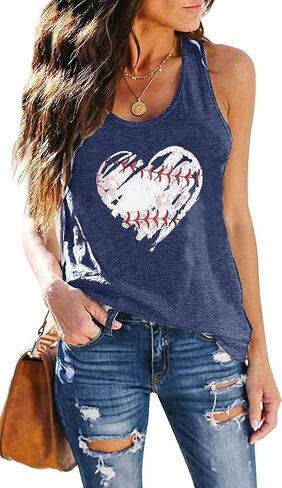 Womens Vintage Graphic Racerback Tank Tops Summer Beach Vacation Tank Cami Casual Loose Workout Yoga Tanks Vest in Kuwait