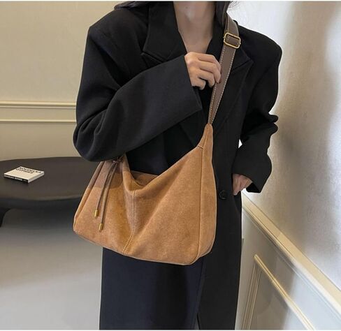 Brown Suede Tote Bag for Women - Retro Shoulder Bag for Office, Everyday, Shopping, Travelling in Kuwait