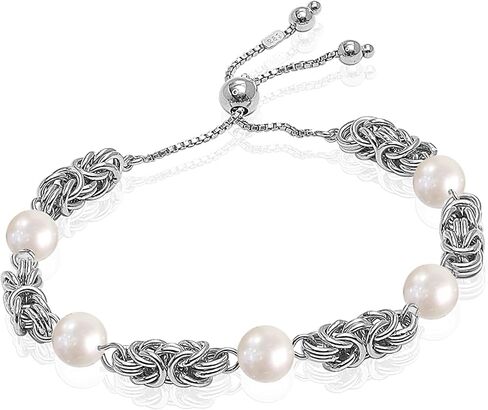 LeCalla Italian 925 Sterling Silver Byzantine Bracelets for Women | Handmade Classic Byzantine Link Chain Bracelet Jewelry Gift for Her Mom Wife in Saudi Arabia
