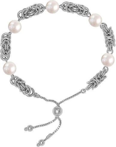 LeCalla Italian 925 Sterling Silver Byzantine Bracelets for Women | Handmade Classic Byzantine Link Chain Bracelet Jewelry Gift for Her Mom Wife in Saudi Arabia