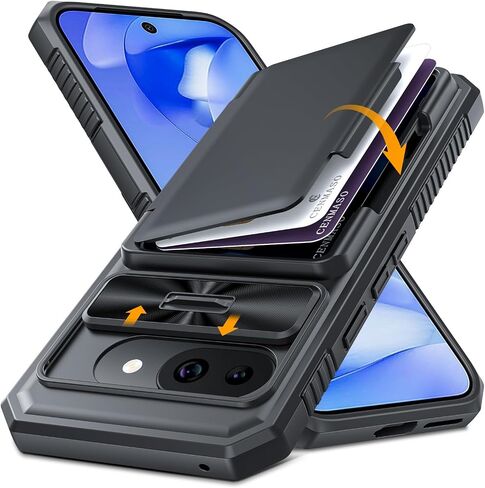 CENMASO for Google Pixel 10 Pro Case/Pixel 10 Case with Card Holder【RFID Blocking】& Sliding Camera Cover & Kickstand Full-Body Shockproof Wallet Phone Case for Pixel 10/10 Pro (Black) in Saudi Arabia