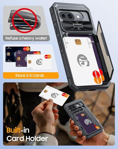 CENMASO for Google Pixel 10 Pro Case/Pixel 10 Case with Card Holder【RFID Blocking】& Sliding Camera Cover & Kickstand Full-Body Shockproof Wallet Phone Case for Pixel 10/10 Pro (Black) in Saudi Arabia