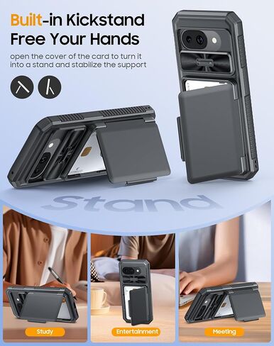 CENMASO for Google Pixel 10 Pro Case/Pixel 10 Case with Card Holder【RFID Blocking】& Sliding Camera Cover & Kickstand Full-Body Shockproof Wallet Phone Case for Pixel 10/10 Pro (Black) in Saudi Arabia
