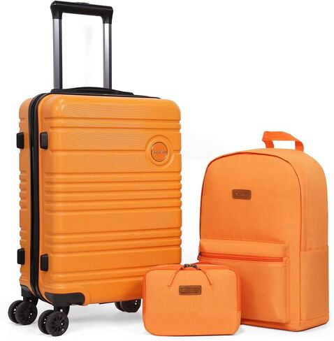 مجموعة حقائب أمتعة ABS + PC مكونة من 3 قطع مع عجلات دوارة وقفل TSA 20 بوصة مجموعة أمتعة خفيفة الوزن (رمادي) in Kuwait