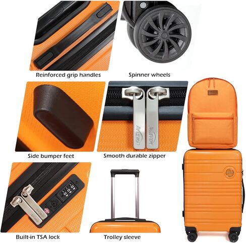 مجموعة حقائب أمتعة ABS + PC مكونة من 3 قطع مع عجلات دوارة وقفل TSA 20 بوصة مجموعة أمتعة خفيفة الوزن (رمادي) in Kuwait
