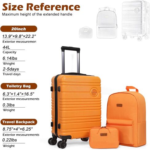 مجموعة حقائب أمتعة ABS + PC مكونة من 3 قطع مع عجلات دوارة وقفل TSA 20 بوصة مجموعة أمتعة خفيفة الوزن (رمادي) in Kuwait