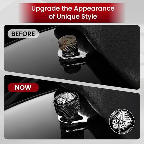 GUAIMI Stainless Knurled Fender Rear Seat Bolt Screw for Indian Chief Roadmaster Scout 2015-2021 - Indian Skeleton-Black in Kuwait