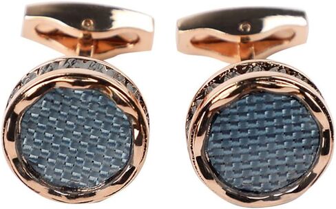 Mens Carbon Fiber Inlaid Golden Rose Gold Alloy Round Sleeve Studs Cufflinks,18g,2pcs a Pack in Saudi Arabia
