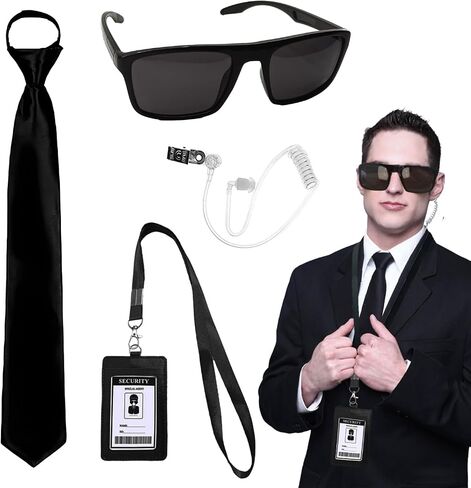 Tahonuss Agent Costume Set Secret Service Outfit Accessory Game Cosplay Costume Kit for Men Women Birthday Party Favor Gifts in Saudi Arabia