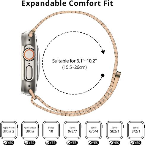 LULULOOK Milanese Mesh Loop Compatible with Apple Watch Band 49/46/45/44/42/41/40/38mm for Men Women, Stainless Steel Magnetic Buckle Strap for iWatch Ultra 3/2 Ultra Series 11 10 9 8 7 6 SE 5 4 3 in Saudi Arabia