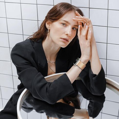 LULULOOK Milanese Mesh Loop Compatible with Apple Watch Band 49/46/45/44/42/41/40/38mm for Men Women, Stainless Steel Magnetic Buckle Strap for iWatch Ultra 3/2 Ultra Series 11 10 9 8 7 6 SE 5 4 3 in Saudi Arabia