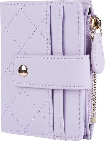 Women's Cute Leather Card Holder Small Compact Bifold Wallet with Zip Coin Pocket,Light Purple in Kuwait