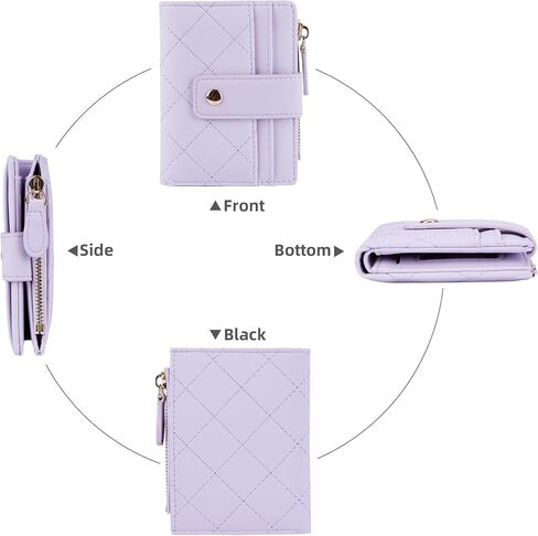 Women's Cute Leather Card Holder Small Compact Bifold Wallet with Zip Coin Pocket,Light Purple in Kuwait