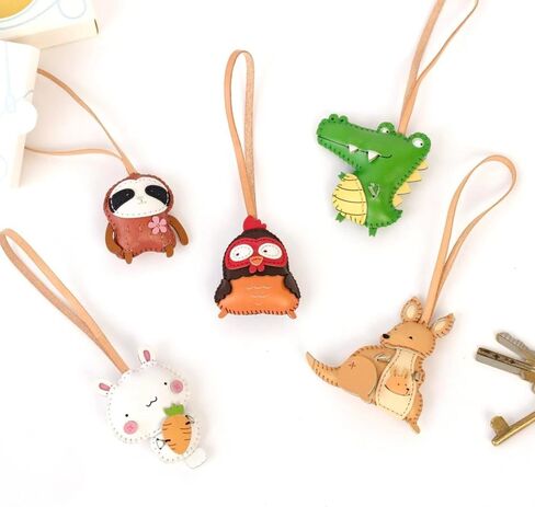 Animal Vegan Leather Charm Keychain - Hand-Sewn Bag Charm for Car Keys, Backpack Decoration, Gift for Women, Men, and Kids in Saudi Arabia