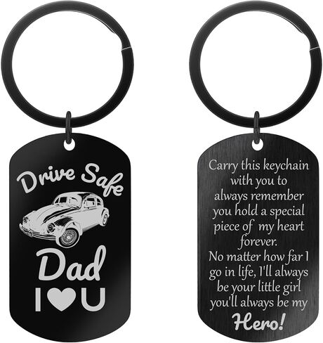 SLOONG Father's Gifts for Dad Keychain - 14K Whited Gold/Black Plated Drive Safe Keychains Gift Father Day from Daughter Son in Saudi Arabia