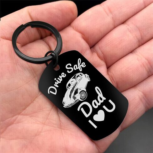 SLOONG Father's Gifts for Dad Keychain - 14K Whited Gold/Black Plated Drive Safe Keychains Gift Father Day from Daughter Son in Saudi Arabia