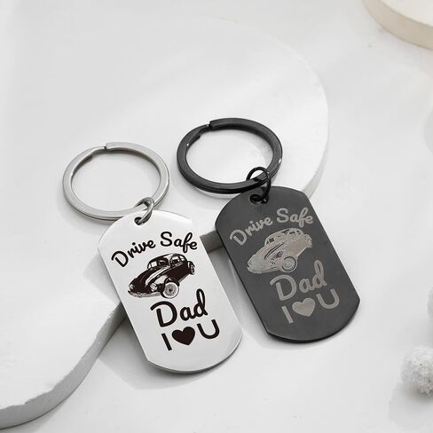 SLOONG Father's Gifts for Dad Keychain - 14K Whited Gold/Black Plated Drive Safe Keychains Gift Father Day from Daughter Son in Saudi Arabia